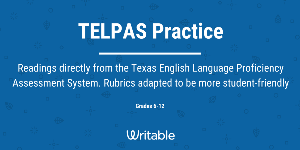 New! TELPAS Practice Assignments Writable
